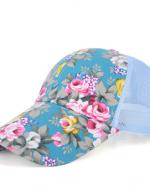 (พร้อมส่งสีฟ้า) หมวกแก็ปแฟชั่น หมวกแฟชั่นลายดอกไม้สวย หมวกแก็ป หมวกลายดอกไม้