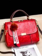 กระเป๋าหนังแฟชั่น กระเป๋าสะพายผู้หญิง กระเป๋าถือ กระเป๋าหนัง (พร้อมส่งสีแดง)
