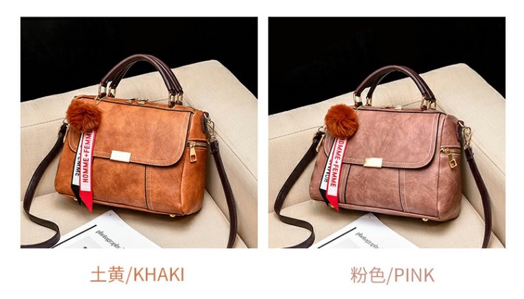 รูปภาพที่3 ของสินค้า : กระเป๋าหนังแฟชั่น กระเป๋าสะพายผู้หญิง กระเป๋าถือ กระเป๋าหนัง (พร้อมส่งสีชมพูกะปิ)