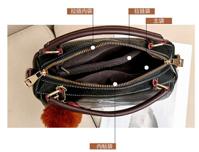 รูปภาพที่6 ของสินค้า : กระเป๋าหนังแฟชั่น กระเป๋าสะพายผู้หญิง กระเป๋าถือ กระเป๋าหนัง (พร้อมส่งสีดำ)